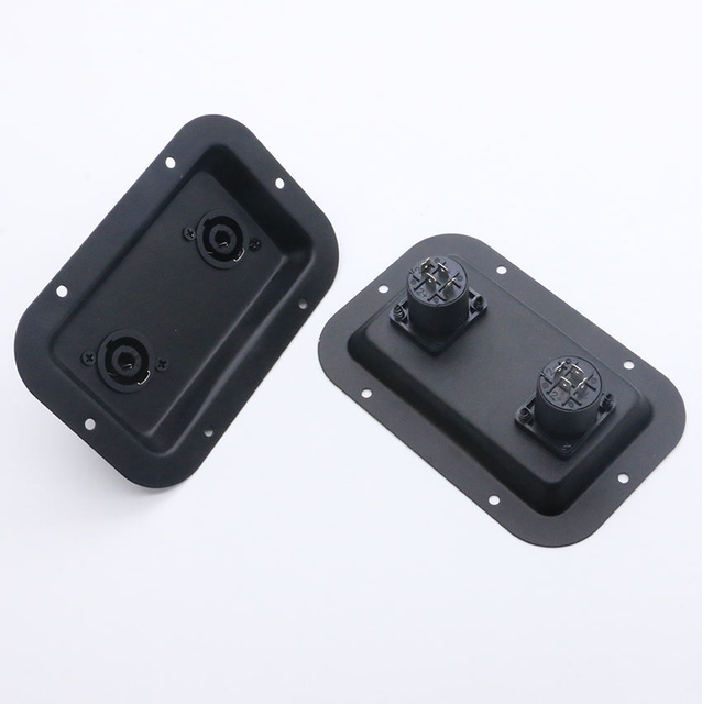 Hot Selling Double 4 Pole XLR Audio Metal Junction Box Female Sockets Connector Speaker Terminal Plate for Stage Speakers
