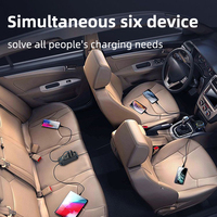 Pengisi daya mobil 6-in-1 Super cepat dengan PD 3.0 mendukung Android & antarmuka tipe-c 66W untuk pengisian daya mobil