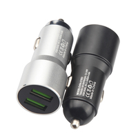 Adaptor Charger Mobil Dual USB 2 Port 5V 2.4A Bahan Aluminium Alloy Steel Gun 12W untuk Ponsel