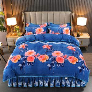 Parure de lit en velours épais et <span class=keywords><strong>flanelle</strong></span> Sunny Textile avec jupe de lit, housse de couette et taies d'<span class=keywords><strong>oreiller</strong></span> - Product Image 3