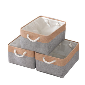 Caja de Almacenamiento Rectangular Plegable de Tela con Cuerda de Lino, para Organización de Ropa y Juguetes, Uso en Escritorio, Otoño 2024 - Product Image 5