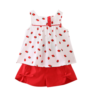Machine d'impression de t-shirts en vinyle, ensemble d'été pour enfants, ensembles pour tout-petits à motif fraise, disponible en gros en ligne - Product Image 1