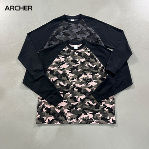 <span class=keywords><strong>T</strong></span>-<span class=keywords><strong>shirt</strong></span> à manches longues gaufré camouflage raglan style streetwear américain <span class=keywords><strong>personnalisé</strong></span> 2026 pour <span class=keywords><strong>couple</strong></span>, décontracté et polyvalent pour le quotidien - Product Image 2