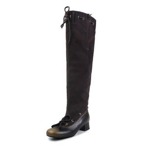 Nuevas Botas de Montar Impermeables de Tacón Medio con Capucha y Punta Redonda, de Piel Vacuna, Versátiles y a la Moda para Otoño e Invierno - Product Image 1