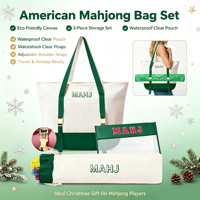 Ensemble de Mahjong Américain de Luxe OEM pour Noël avec Tapis, Poussoir, Étui Anti-Poussière, Sac de Transport et Pochette Étanche pour les Tuiles, pour le Divertissement