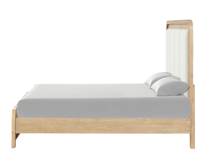 Modern King Size Adjustable Soft <b>Bed</b> with Oak Wood Frame Channel Padded Headboard Plywood Panel Natural Finish - Product Image 6