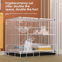 Petite cage d'intérieur pour chat, villa en fer pour animaux de compagnie, motif solide, plateau en plastique, palette multi-niveaux, maison pour chat écologique, fermeture à bouton, carrée