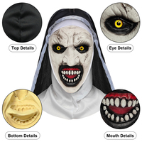 Masque en latex de nonne à bouche noire, visage de fantôme effrayant, masque d'Halloween, capuche d'horreur, accessoires effrayants, personnalisable