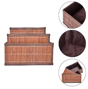 Rectangle écologique et marron fort SET 3 panier de rangement en bambou pour la maison, vendable en gros - Product Image 6