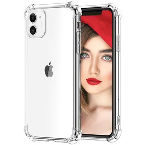 Pha Lê Trong Suốt Rõ Ràng Chống Sốc TPU Bumper Trường Hợp Điện Thoại Cover Quay Lại Cho Iphone 12 13 Pro Max Fundas