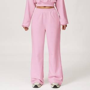 Pantalons de survêtement pour femmes, taille haute, jambes larges, coupe ample, jambes droites, décontractés, pantalons de détente d'hiver - Product Image 3