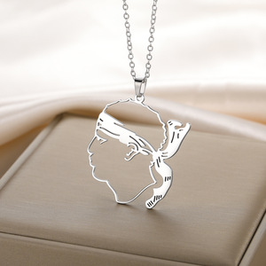 Collana con Ciondolo a Forma di <span class=keywords><strong>Bandiera</strong></span> Corsicana Traforata in Acciaio Inox 304, Bestseller Transfrontaliero Direttamente dalla Fabbrica, Bambù e Oro 18k - Product Image 5