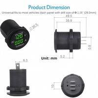 Voltmètre ampèremètre numérique LED étanche 12V-24V DC pour bateau, moto, UTV, voiture