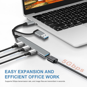Tốc Độ Cao <span class=keywords><strong>USB3.0</strong></span> USB2.0 TYPE-C 2 in1 USB Dual-Đầu <span class=keywords><strong>4</strong></span> Cổng <span class=keywords><strong>Hub</strong></span> Hợp Kim Nhôm Docking Station Chuyển Đổi - Product Image 5