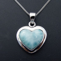 Perles rondes en pierre de Larimar naturelle authentique, bague en argent sterling pour femmes, bijoux en pierre brute, bijoux de bonne qualité