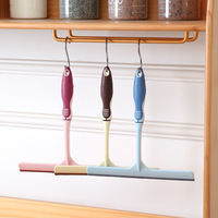 Grattoir à verre en caoutchouc souple Double face à long manche brosse de nettoyage de vitres domestique raclette de Table à manger raclette de sol en Silicone