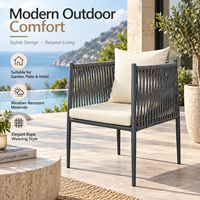 Fauteuil d'extérieur en corde tressée à la main avec coussin imperméable et structure en aluminium thermolaqué