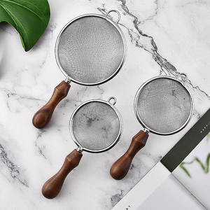 Commercio all'ingrosso utensili in acciaio inox manico in <span class=keywords><strong>legno</strong></span> maglia tè succo di caffè filtro per bevande a base di erbe - Product Image 5