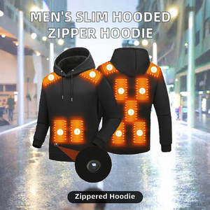 Men Zipper-<b>Up</b> Solid Knitted Oversized Hooded Sports <b>Cardigan</b> Casual Winter Hoodie - Product Image 2