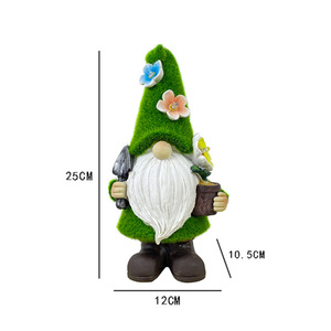 Resin <strong>Large</strong> Flocked Welcome <strong>Gnome</strong> with Lantern Solar Powered LED Welcome Sign Outdoor Decor <strong>Garden</strong> Light - Product Image 6