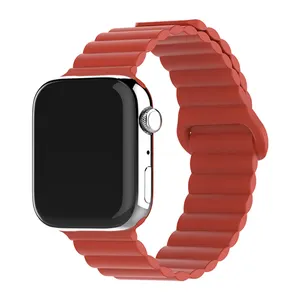 LEWO Luxo Magnetic Loop Silicone Link Watch Bandas Strap Para Apple Watch Ultra 8 7 6 49mm 45mm 44mm 42mm 41mm 40mm 38mm