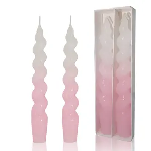 7.5-Inch Handmade Two-Color Spiral Tapped Candles Pure Unscented Celebration Candles Essential Home Dinner, 2pcs