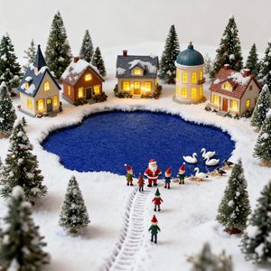 Tapis de Présentation de Village de Noël en Feutre, Découpable, Antidérapant, Bleu, pour Décorations de Noël DIY - Product Image 6