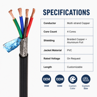 Cable de Control Blindado RVVP de 2/3/4/5/6/8/10/30 Núcleos, 0.2, 0.3, 0.5 mm², Cable de Cobre Puro con Aislamiento de PVC, 16A, 0.6kV