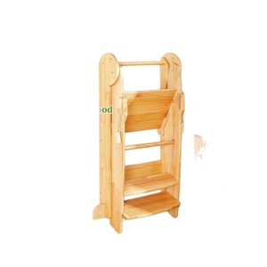 Wooden Kids <b>Step</b> Stool With Railings Solid Wood Safety Design For <b>Kitchen</b> Bathroom Use - Product Image 5