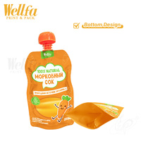 Sacs Doypack OEM d'usine avec logo personnalisé 200 ml, anti-fuite, pour boissons, aliments pour bébés, jus de carotte, liquides, avec bec verseur et fenêtre