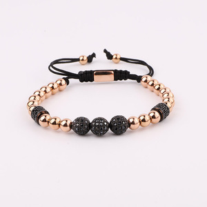 Braccialetto dell'Amicizia Regolabile da <span class=keywords><strong>Uomo</strong></span> in Macramè con Perline in Acciaio Inossidabile e Charm a Sfera CZ, Nuovo Design - Product Image 4