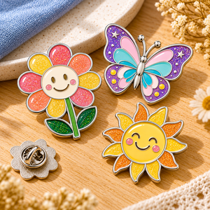 Broche de Moda Personalizado con Flores y Mariposas Esmaltadas, Regalo Decorativo OEM ODM - Product Image 1