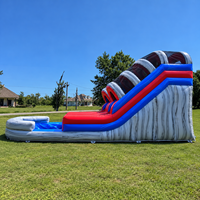 Ceyu Meilleure Vente Toboggan Aquatique Gonflable Commercial avec Piscine à Jets, Double Tunnel, Gris, Double Toboggan