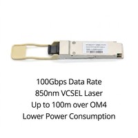 Transceiver Skylynn 100Gbs 850nm OM4 MMF MPO QSFP28 SR4 Berkualitas Tinggi Desain Hot Pluggable FTTH Pusat Data Jaringan 3-Tahun Garansi