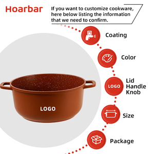 Công Suất Cao 2 Lớp Soong Súp Kho Chậu Không Dính Hợp Kim Nhôm Với Màu Cam Tối Bên Ngoài Chất Lượng Cao Súp Kho Chậu - Product Image 4