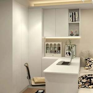 Ensemble de meubles de chambre à coucher de style minimaliste avec armoire intégrée, bureau, lit tatami, armoire pour salle de sport ou école, design moderne - Product Image 2