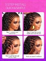 Extensions de cheveux bouclés au crochet de 18 pouces, 50g, en fibre protéinée, faits à la main, noir naturel, en stock, couleurs personnalisées pour femmes