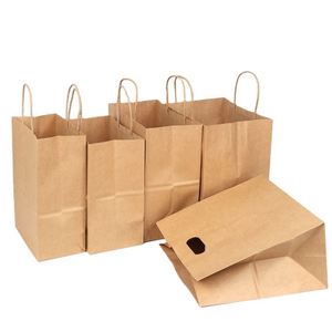 Sacs cadeaux en papier kraft de luxe personnalisés KM, petits sacs cadeaux pour bijoux, design de couleur personnalisé, poignée en papier torsadée, nourriture/vêtements - Product Image 1
