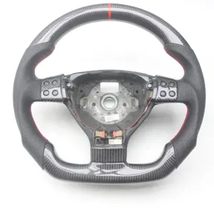 Replacement Real Carbon Fiber Steering Wheel with Leather for VW Volkswagen Golf 5 Mk5 GTI 2003-2009
