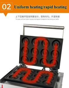 Machine à petit-déjeuner électrique multifonction de haute qualité pour la maison, avec plaques interchangeables, pour la préparation de pizzas, boules de pâte, gâteaux, gaufres et beignets - Product Image 3