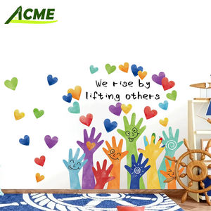 Personalizado Atacado 30*90cm Childlike Colorido <span class=keywords><strong>Graffiti</strong></span> Mãos Auto-adesivas Adesivos de Parede para Quarto Infantil Jardim de Infância - Product Image 1