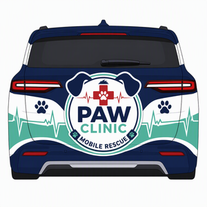 Autocollant graphique personnalisé en vinyle pour voiture d'ambulance animale, motif croix médicale, pour décoration de carrosserie de SUV et promotion de clinique vétérinaire, vente en gros - Product Image 5