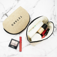Pochette de maquillage personnalisée avec logo imprimé, organiseur de rangement pour outils, pochette en toile de jute écologique, sac cosmétique en jute