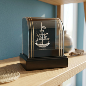 Figura de Barco de Cristal Transparente, Cubo Decorativo Grabado con Láser 3D, Recuerdo con Logotipo Personalizado para Cumpleaños o Aniversario - Product Image 3