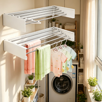 Lavinia – Support mural rétractable moderne et durable en acier inoxydable noir, pliable à trois niveaux, multifonctionnel pour cuisine et vêtements