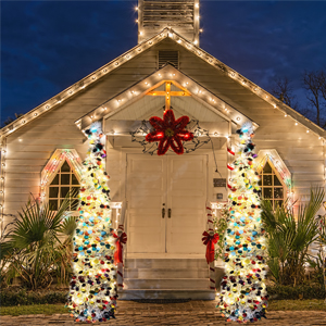 Outdoor Patio Porch Christmas Decoration White Pre Lit Christmas Tree