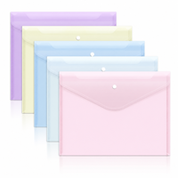 Pochette porte-documents A4 en PP couleur macaron avec logo personnalisé, bouton-pression professionnel, poches enveloppe pour projets de bureau