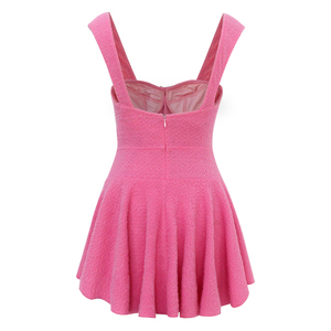 Vestido Mini Ajustado sin Mangas <span class=keywords><strong>con</strong></span> Textura Suave para Mujer, Color Rosa, Mezcla de Algodón, para Uso Casual y de Fiesta - Product Image 2