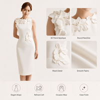 Robe personnalisée pour femme, vêtements sur mesure, robe blanche sans manches, fleurs 3D, robe de soirée d'été, robe midi pour femme