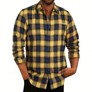 Camiseta a cuadros de manga larga con logotipo personalizado de alta calidad, camiseta informal de bloqueo de verano de algodón orgánico en blanco duradero y húmedo - Product Image 6